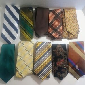 Men's Yellow and Brown Striped Necktie - Classic Dress Tie